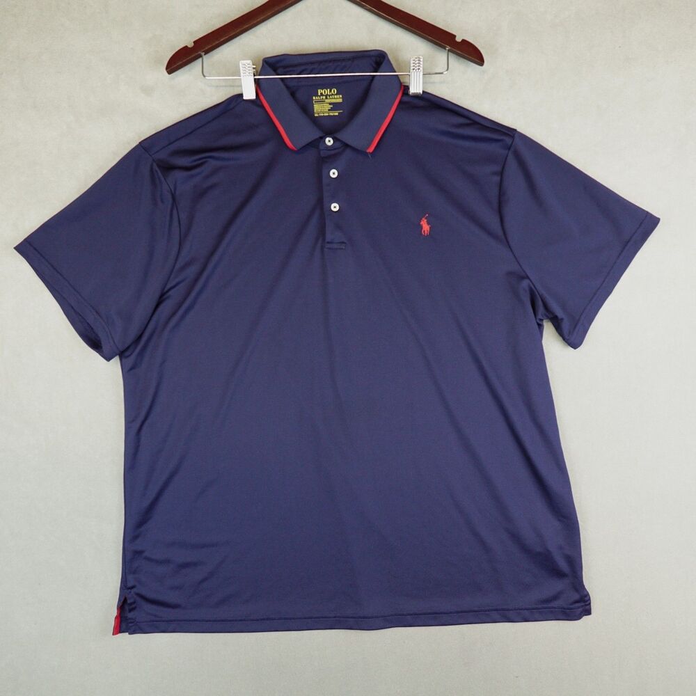 Polo Ralph Lauren Polo Shirt Mens XXL Performance Navy Short Sleeve Pony